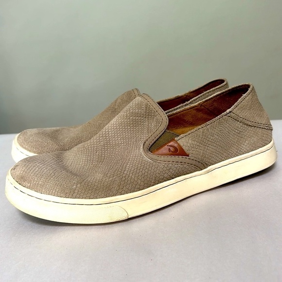 OluKai Women's Pehuea Leather Slip On, drop in heel, women’s size 7 - Picture 1 of 11